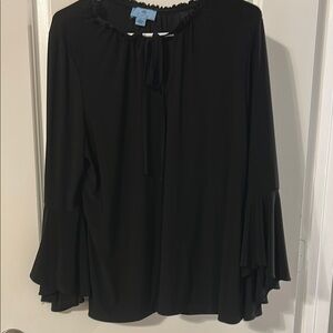 CeCe Black Ruffle Sleeve Blouse